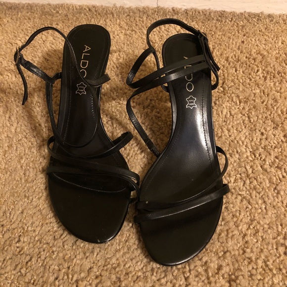 Black Strapy Aldo Heels - Size 7 - Picture 2 of 5